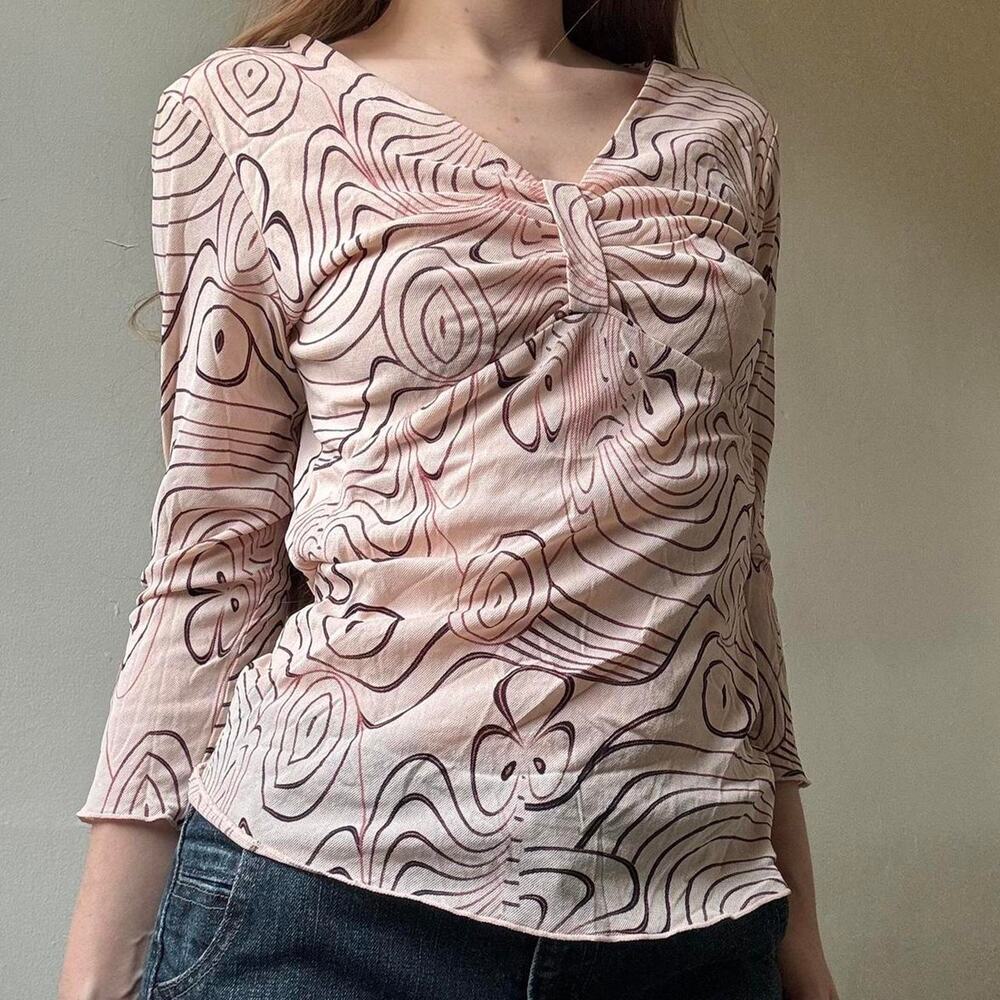 Y2K i.e. Petite Pale Pink Blouse Small Preppy Spring Summer